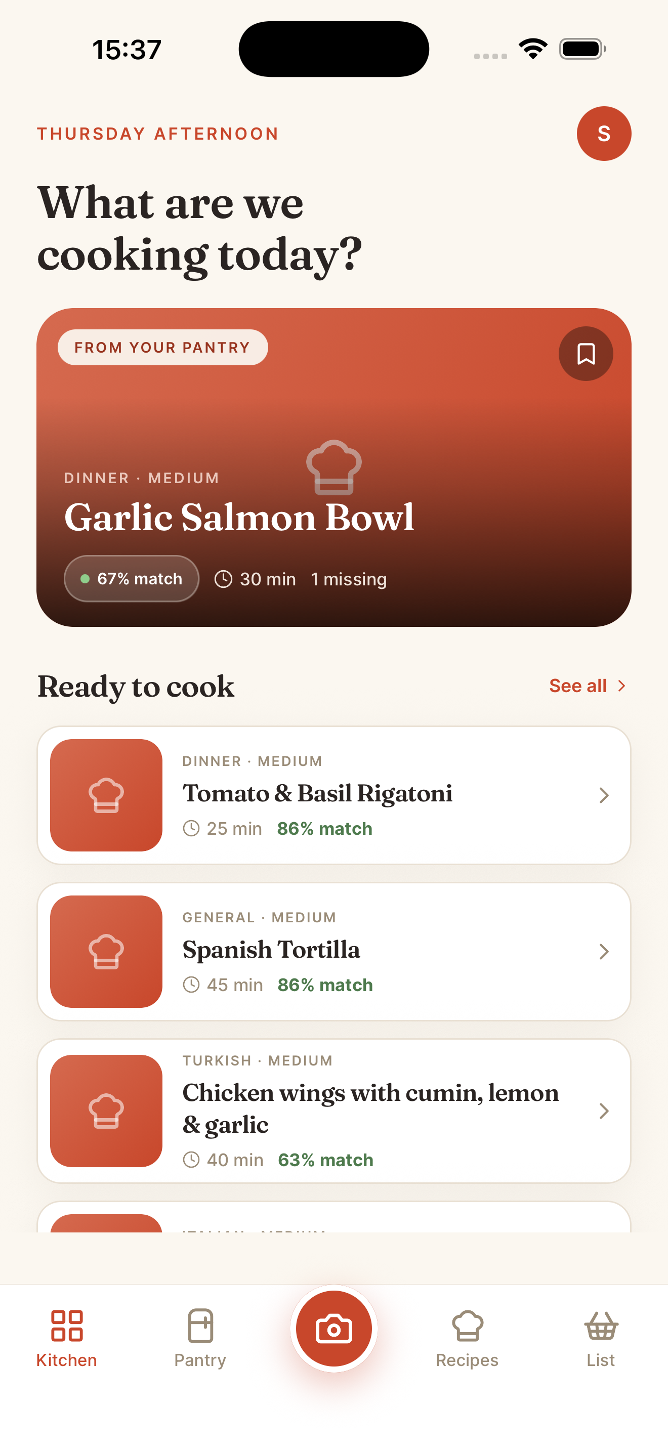 Stovd home — AI recipe suggestions from your pantry