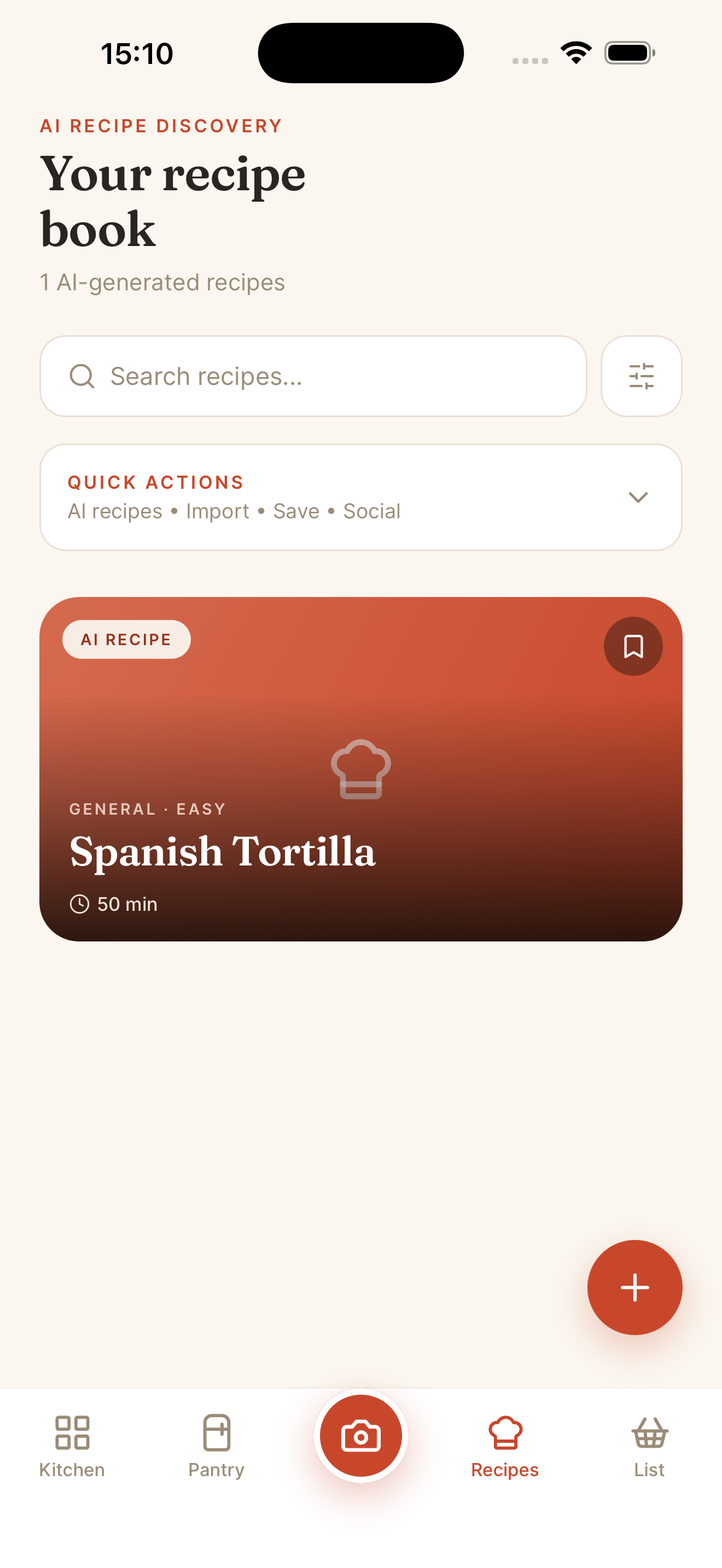 Step 2 — AI recipes from your pantry